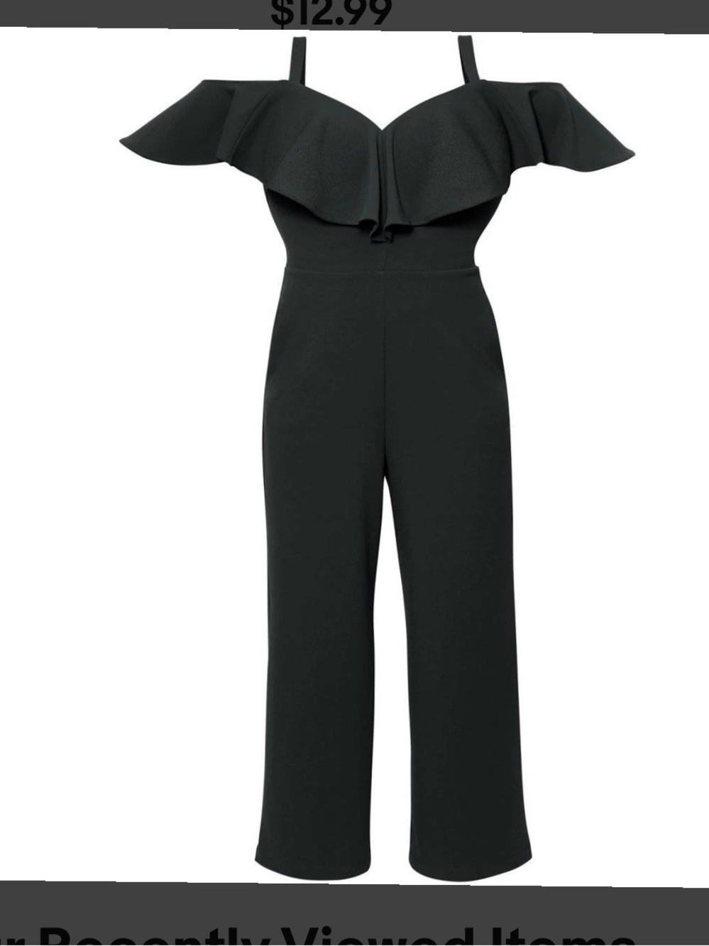 Black Off-Shoulder Ruffle Cruise Pageant Jumpsuit 16w Rachel Zoe